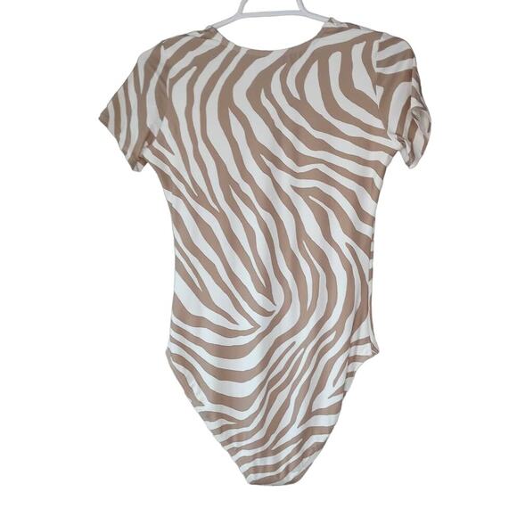 Michael Kors One Piece Short Sleeved Swim Suit Zebra Women's Size 12 - Picture 2 of 4